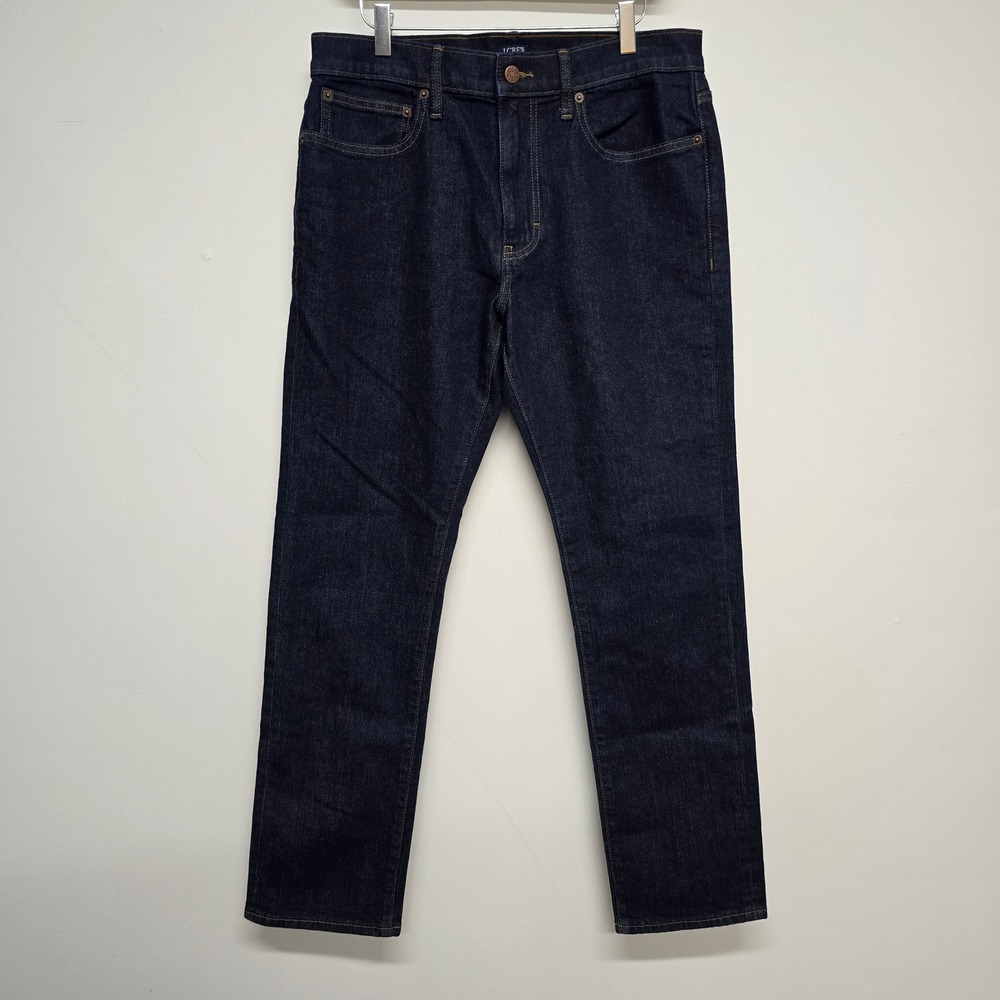 J.Crew Flex Straight Jeans Mens 31x30 Dark Rinse Blue Cotton Stretch New